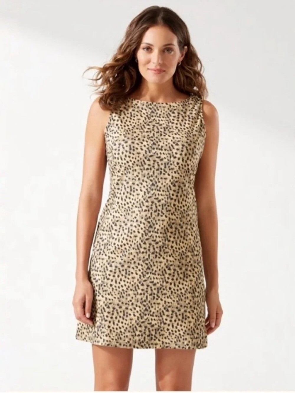 Tommy Bahama Darcy Lagoon Leopard Print Shift Dress faux suede mini women's XL